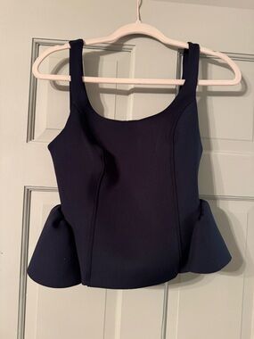 Maeve Navy Peplum Scoop-Neck Tank
